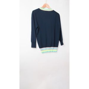 J. Crew Sweaters - Jcrew navy blue merino wool neon trim cardigan J. Crew Sweaters - Jcrew navy blue merino wool neon trim cardigan
